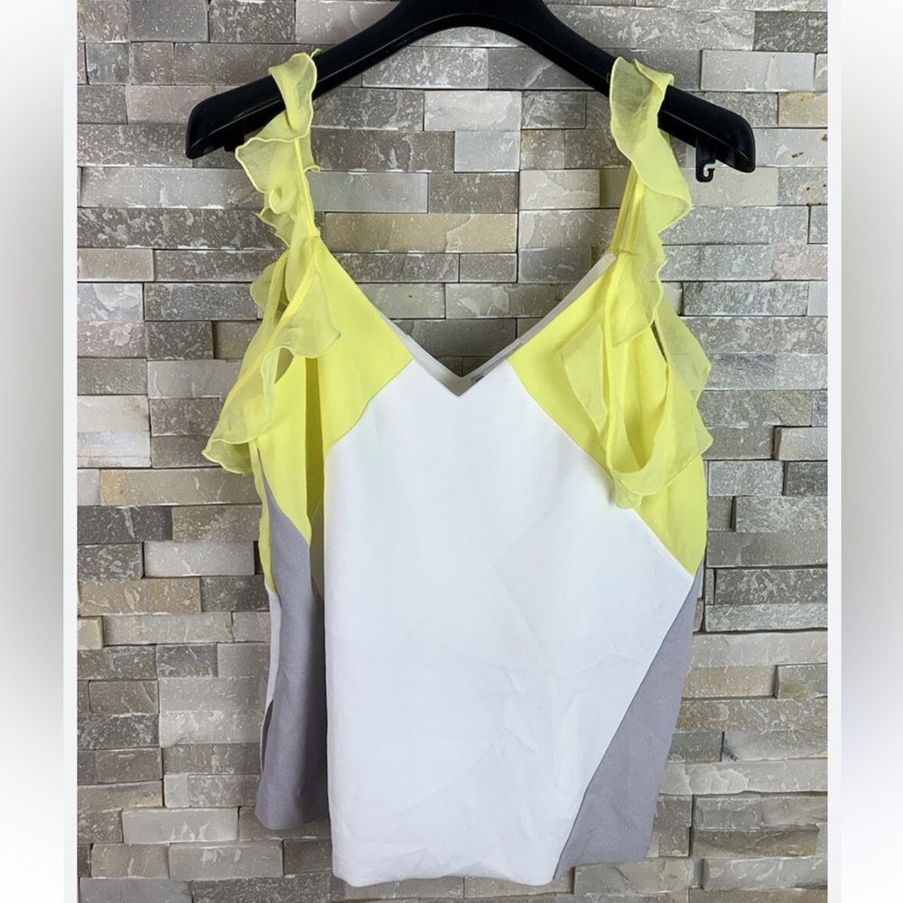Zara Yellow and White Ruffle Tank Top - Picture 3 of 3